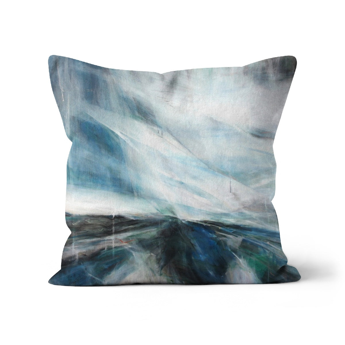 Abstract landscape art "Daring Greatly" linen cushion